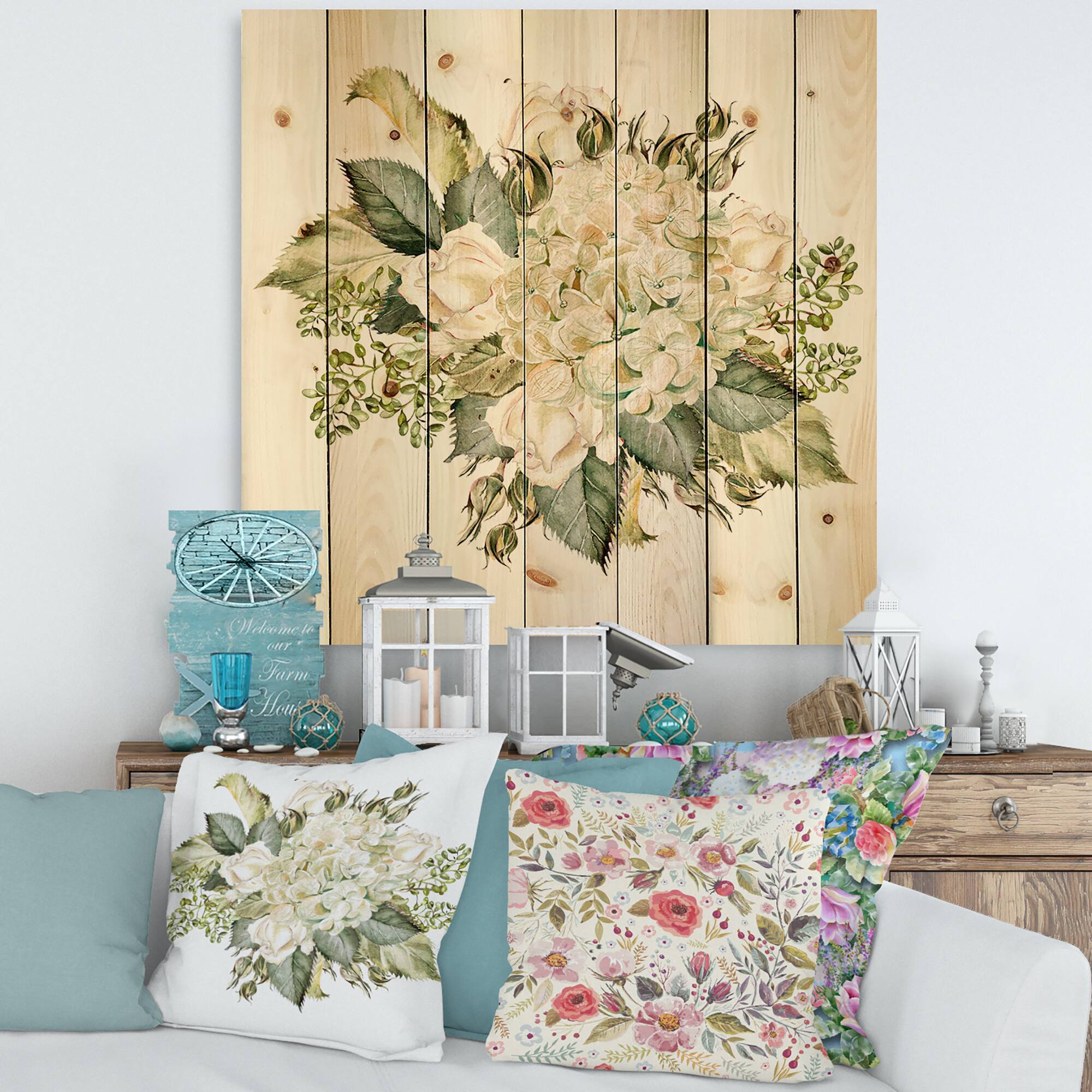 Designart - Beautiful Bouquet With Hudrangea and Roses